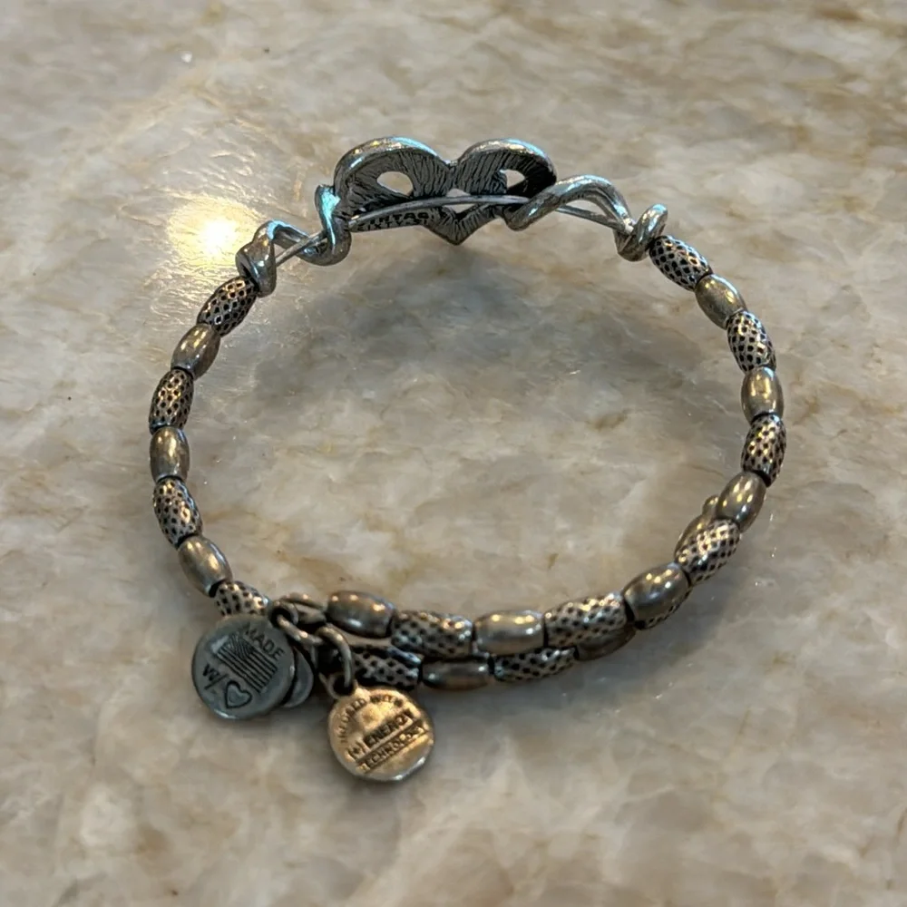 Alexi and Ani heart bracelet, dark silver with textured beads
